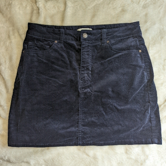 Forever 21║Navy Blue Velvet Miniskirt║Size L - Picture 1 of 3
